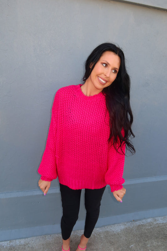 Pop of Pink Sweater