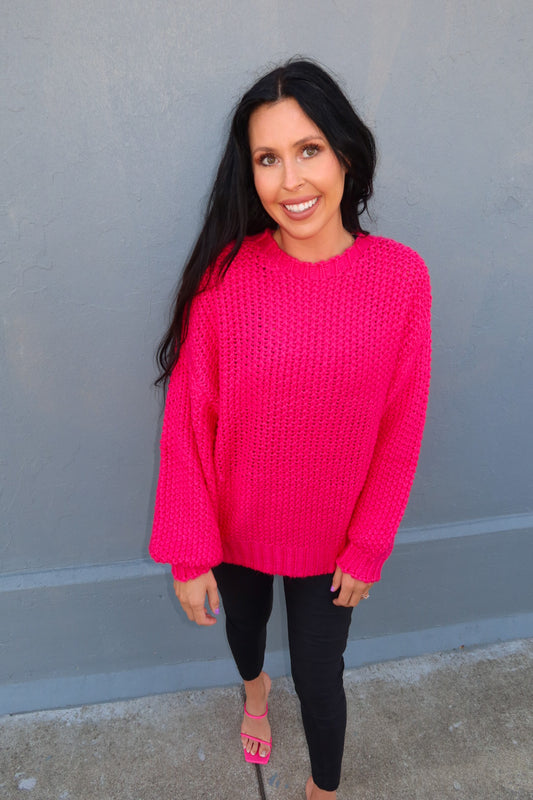 Pop of Pink Sweater